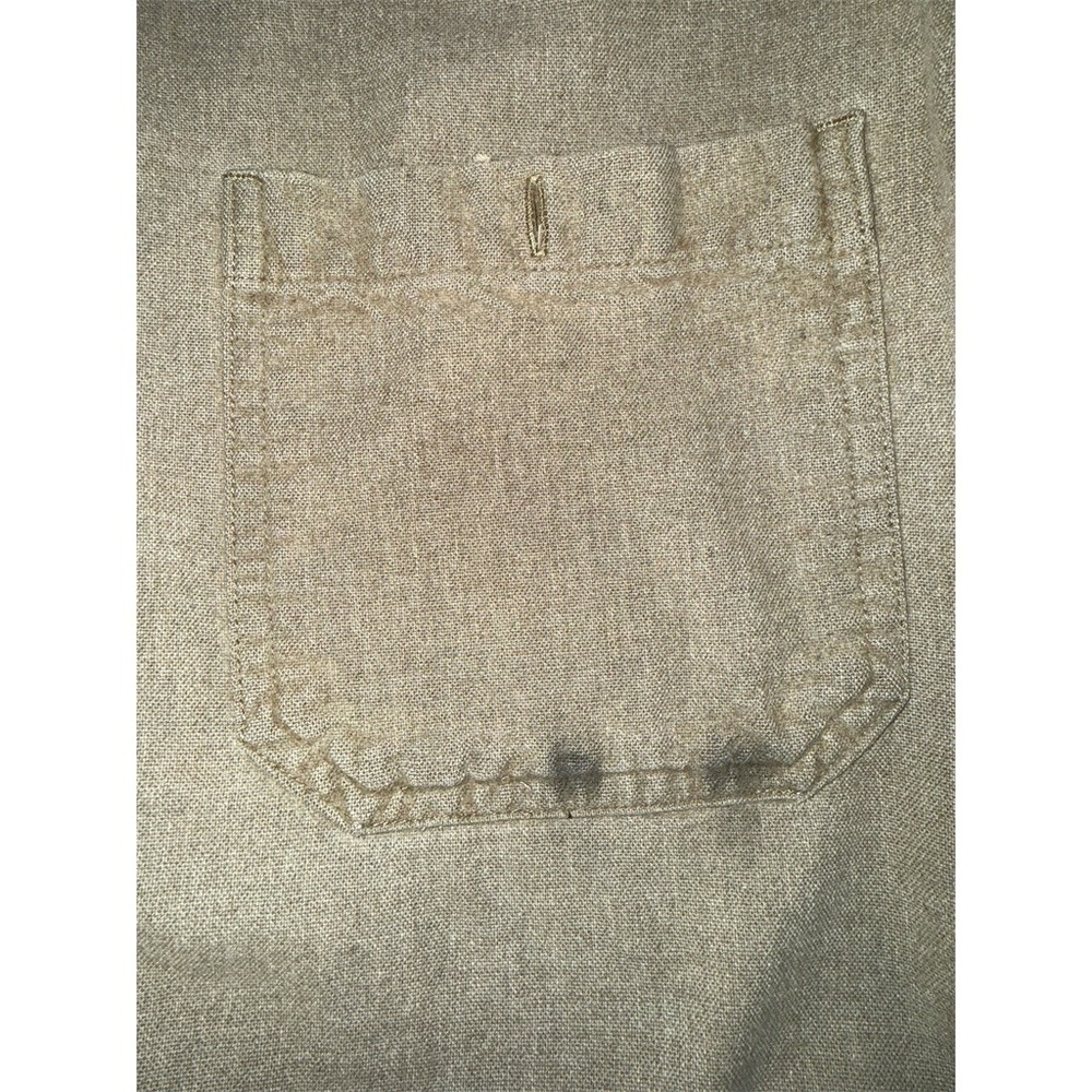 L.L. Bean Chamois Cloth Shirt Men's XL Beige Solid Button-Up Long Sleeve shacket - Picture 3 of 7